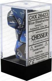 Gemini Polyhedral Blue-Steel / White 7 Die Set - CHX26423